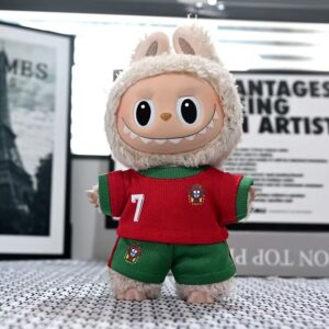 Labubu Doll Clothes Jersey 17cm Keychain 1st & 2nd Generation Plush Teddy Bear with Changeable Outfits
